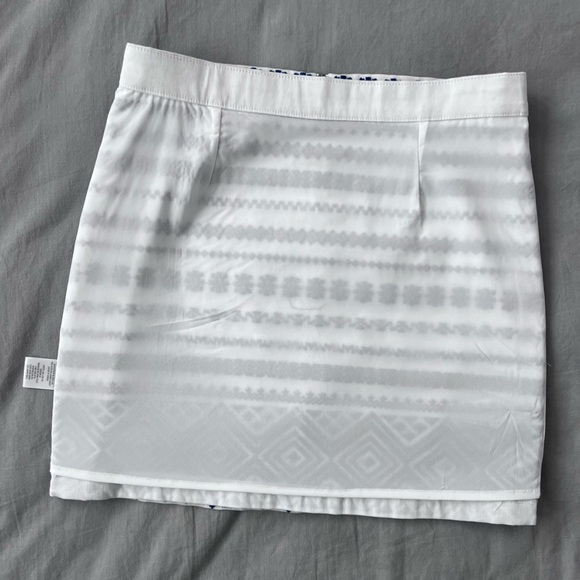 Sam Edelman Embroidered Beaded Stretch Cotton Mini Skirt Womens 6 10 Blue White - Picture 10 of 16